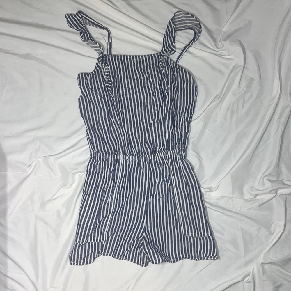 Blue and White Striped Romper. Old Navy. Women's Small